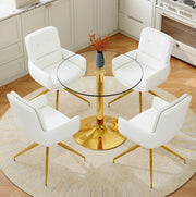 Set pranzo 85x76 cm in vetro temperato trasparente e metallo, 4 posti