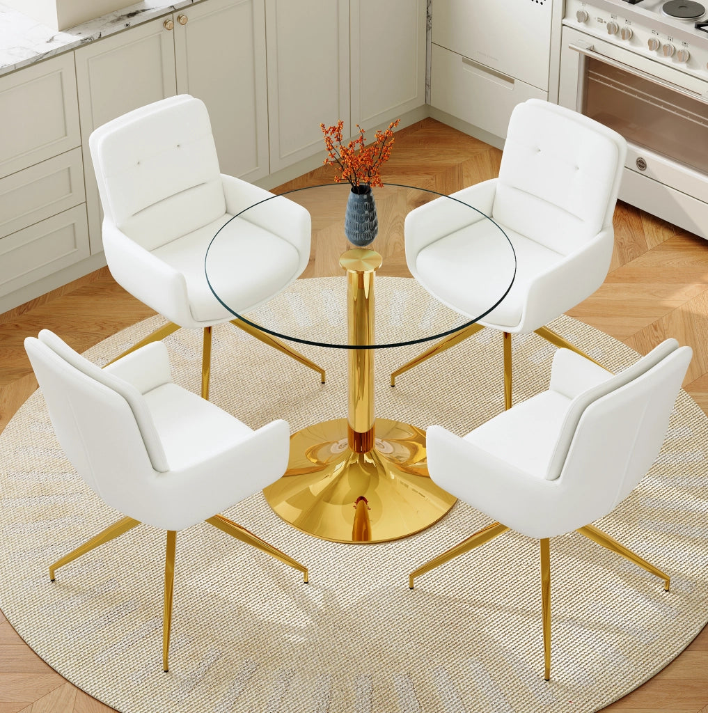 Set pranzo 85x76 cm in vetro temperato trasparente e metallo, 4 posti
