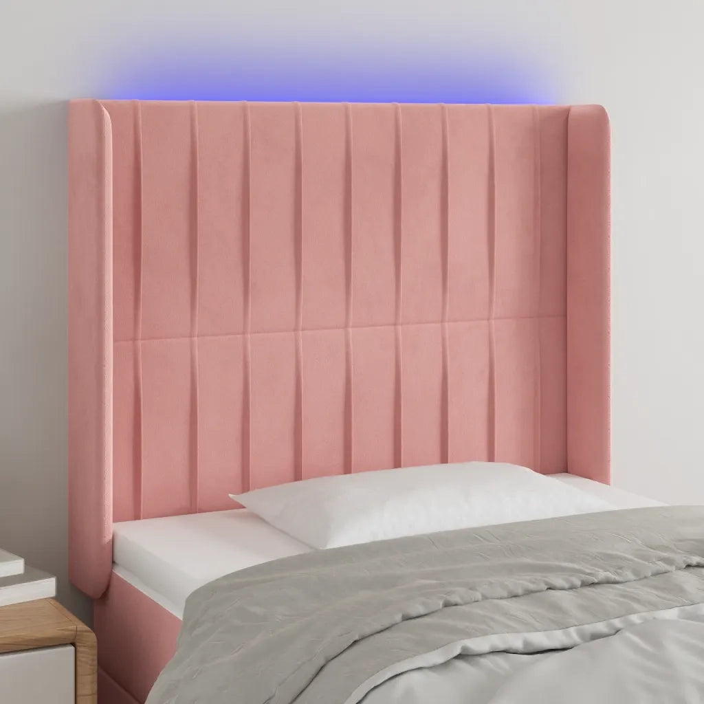 Testiera | Testata a LED Nera 93x16x118/128 cm in Velluto
