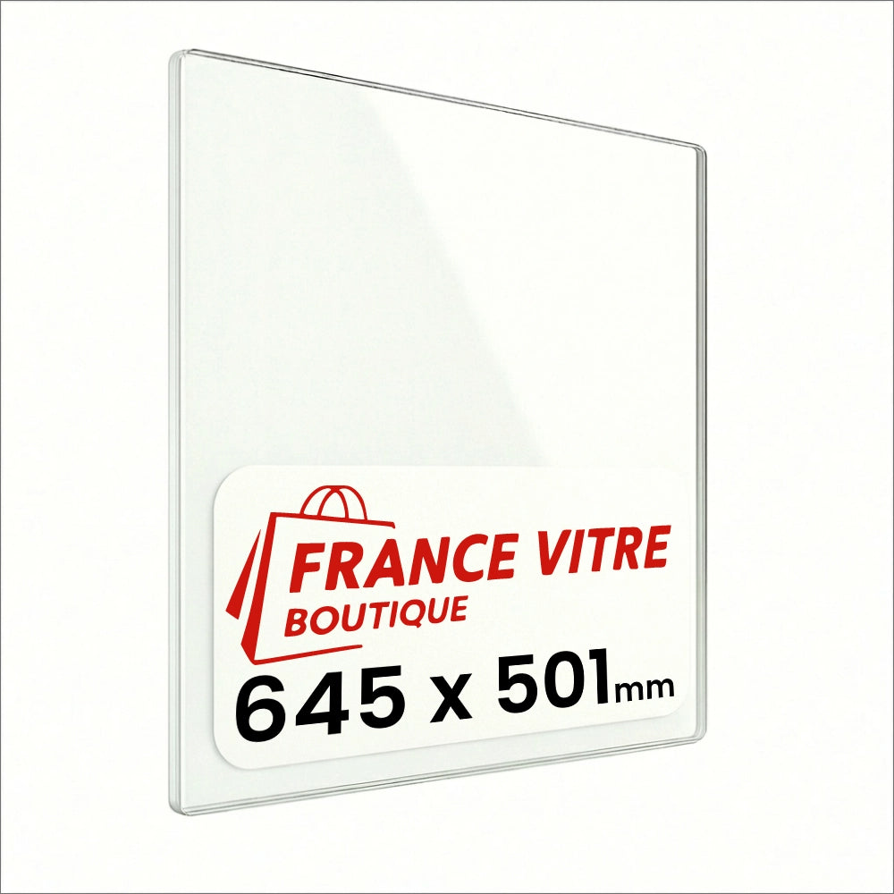645 x 501 x 4 mm - Vetro per stufa a legna - vetro camino di ricambio - vetro per caminetto resistente al fuoco - France Vitre