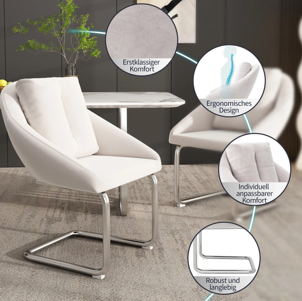 SEDIE in velluto Beige Set da 4 pezzi