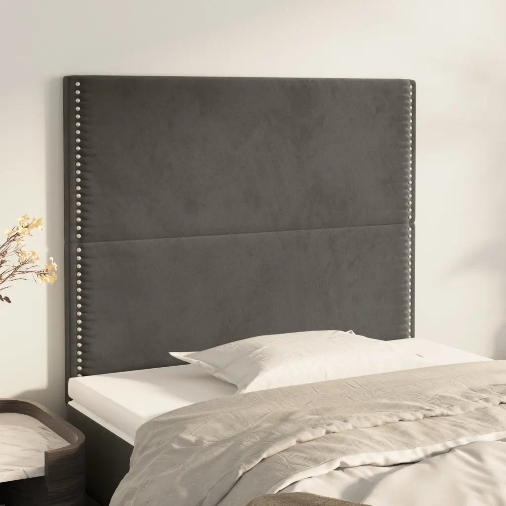 Testiera | Testata Grigio Scuro 90x5x118/128 cm Velluto