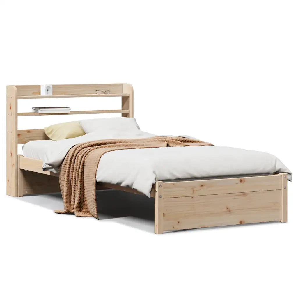 Giroletto con Testiera-Struttura Letto con testiera 75x190 cm in Legno Massello di Pino 203942