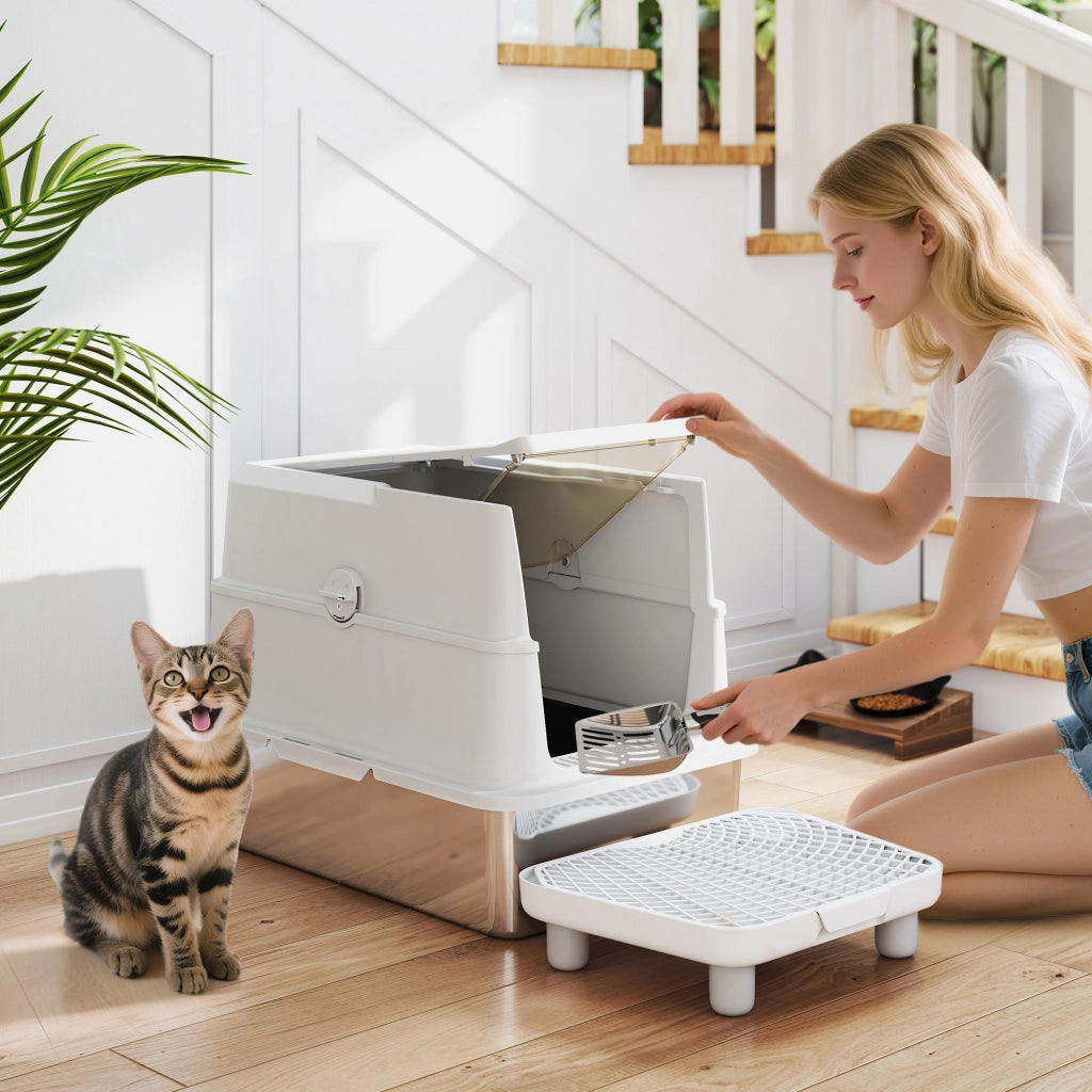 Casetta per gatti ¨C Minimal ¨C Acciaio inossidabile, Grigio chiaro, XL