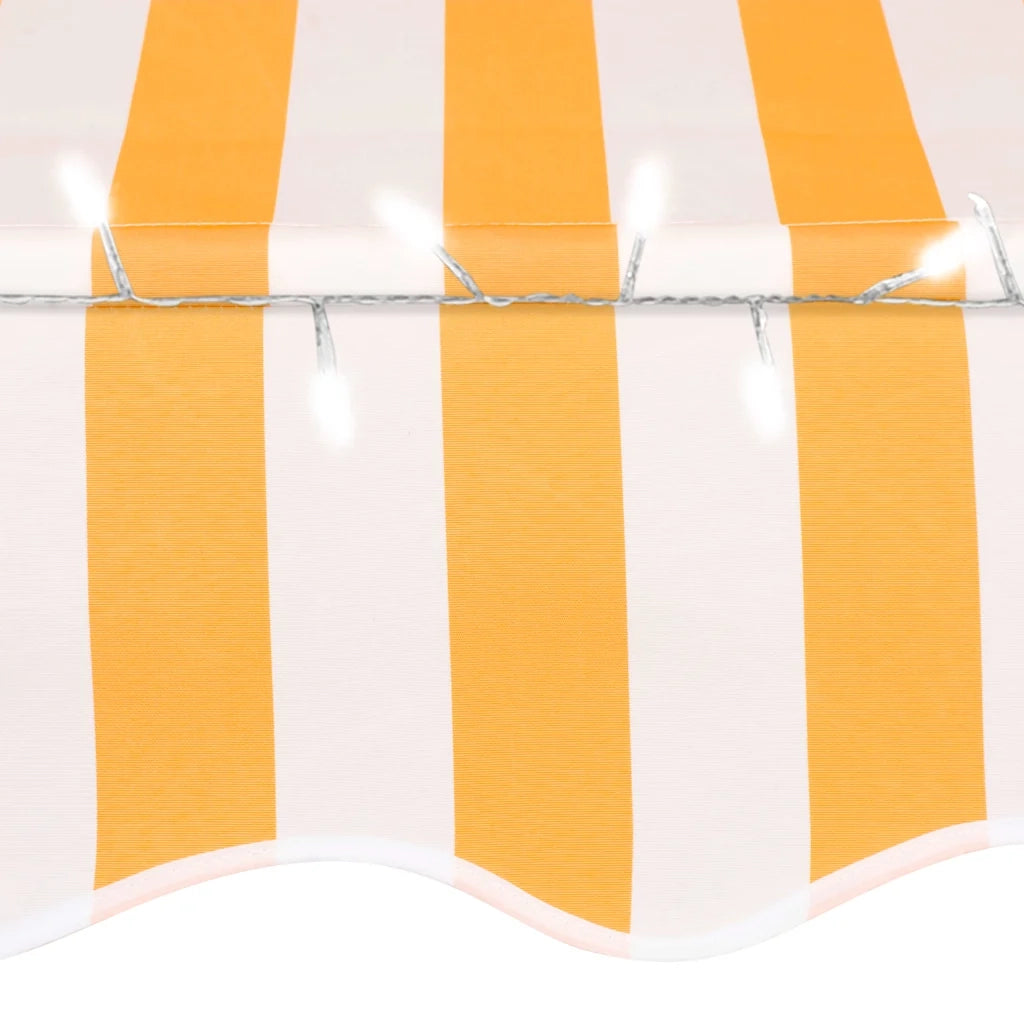 Tenda da Sole Retrattile Manuale LED 150 cm Bianca e Arancione 145856