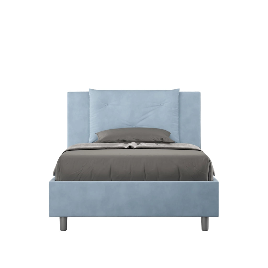 BS COM Letto singolo senza rete imbottito 100x200 microfibra azzurro