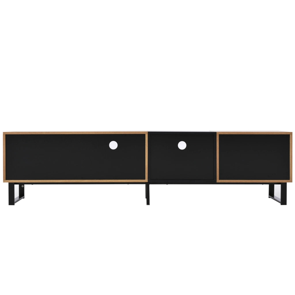 Mobile porta TV moderno nero e legno 190 cm
