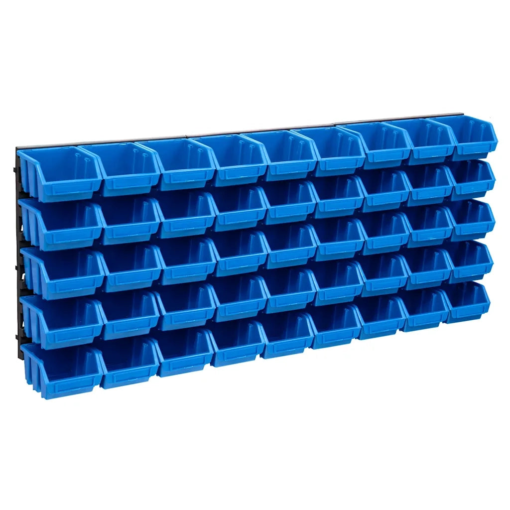 Kit Contenitori 48 pz con Pannelli a Parete Blu e Nero 150805