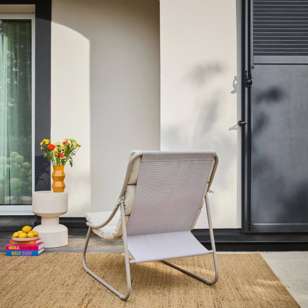 Set 2 sedie sdraio in acciaio, beige