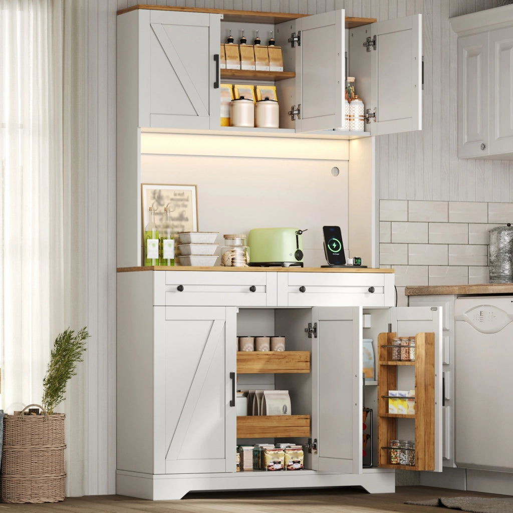 Dispensa alta in MDF con LED RGB, prese e organizer estraibili