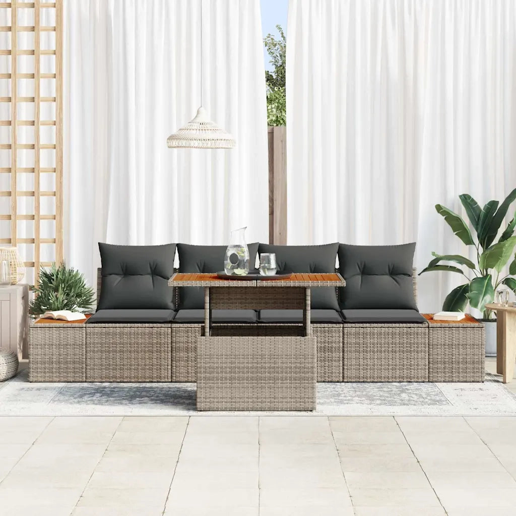 Set Divano da Giardino 5 pcs Grigio Poly Rattan