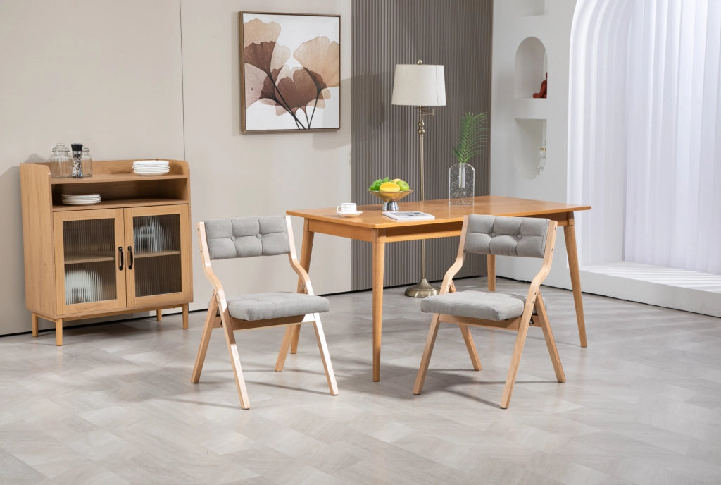 Set di 2 sedie pieghevoli imbottite in legno grigio