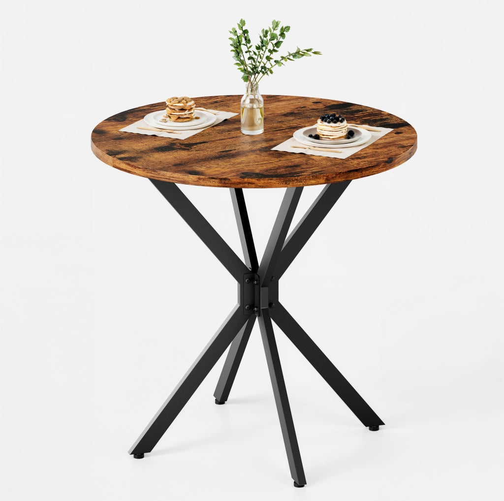 Tavolo rotondo Ø80 cm in stile industriale marrone e nero