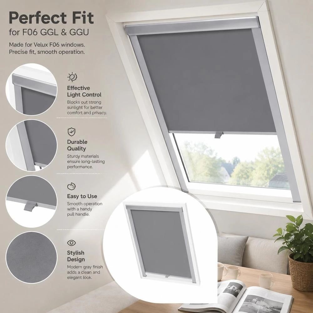 Blackout Roller Blind Grey F06
