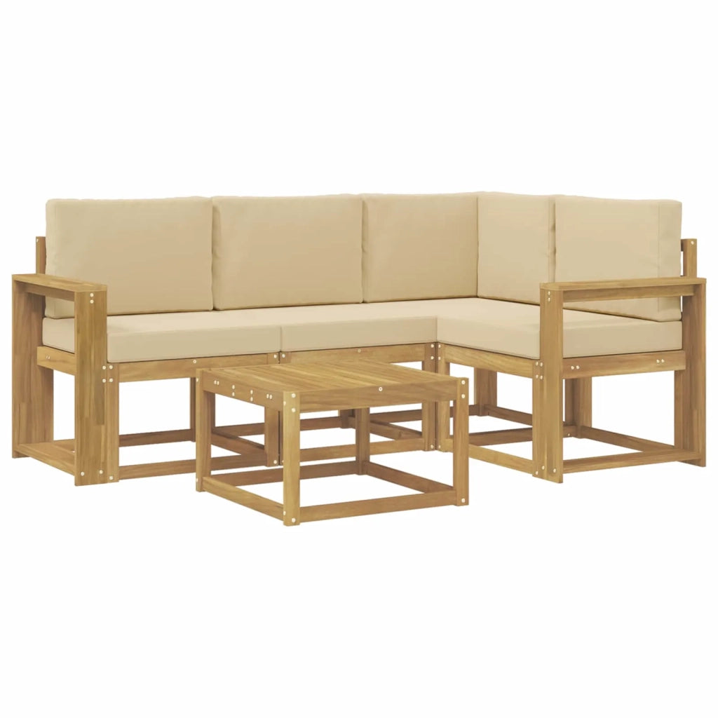 Set di divani da esterno 5 pz Bianco e Beige 3387602