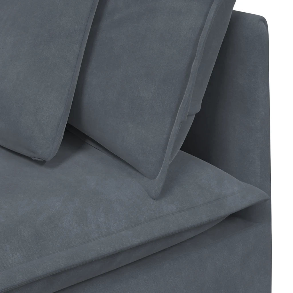 Divano Modulare con Cuscini in Velluto Grigio Scuro 3321160