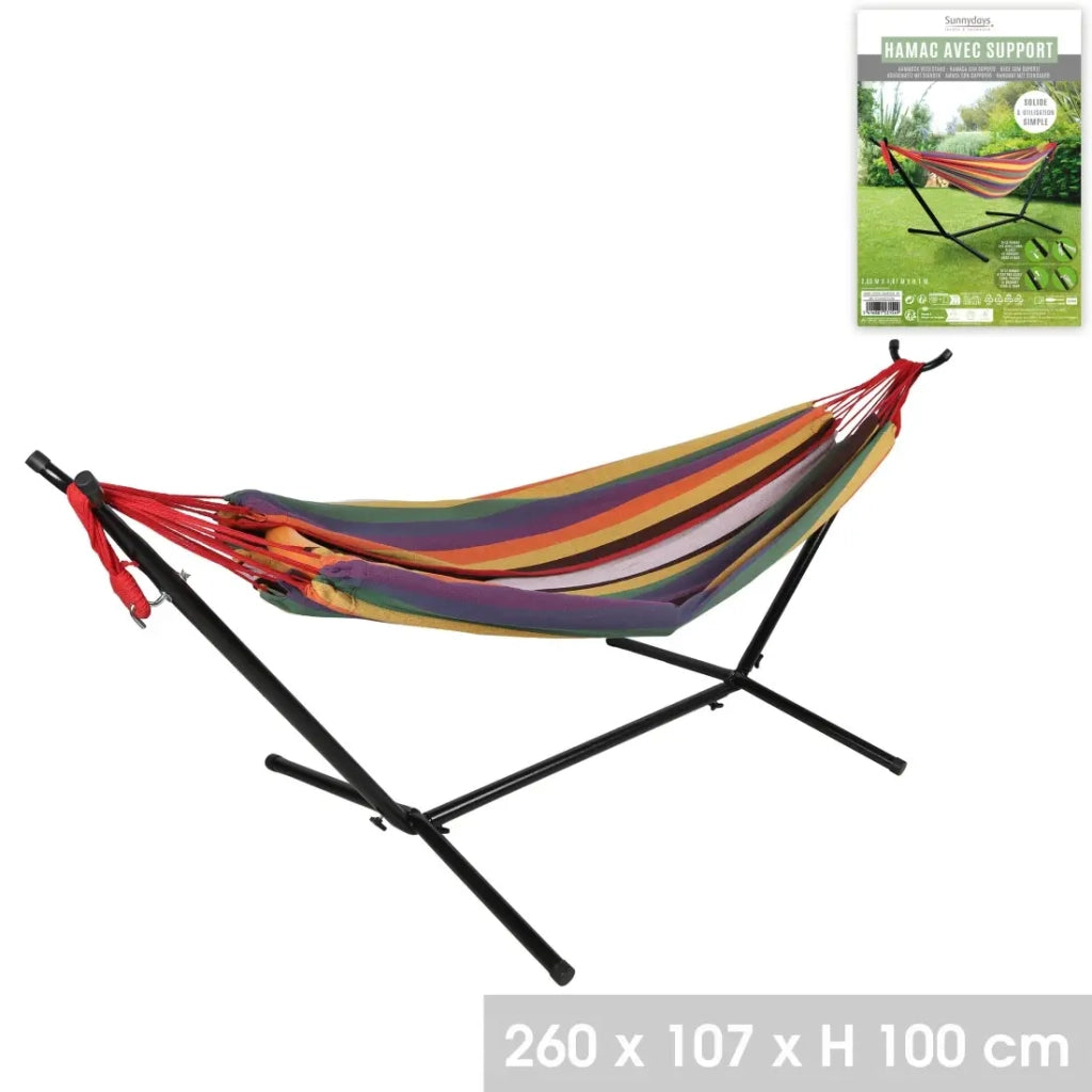 Ammaca con supporto in metallo – 260x107x100 cm – Colori multicolori – Relax e robustezza