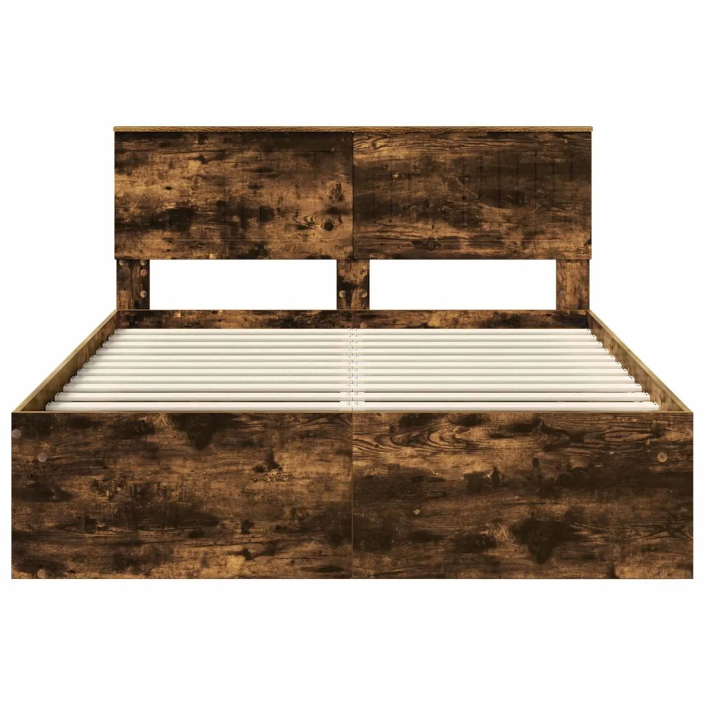 Letto matrimoniale | Letto per adulti | Struttura del letto Rovere fum¨¦ 140 x 200 cm Pino massello