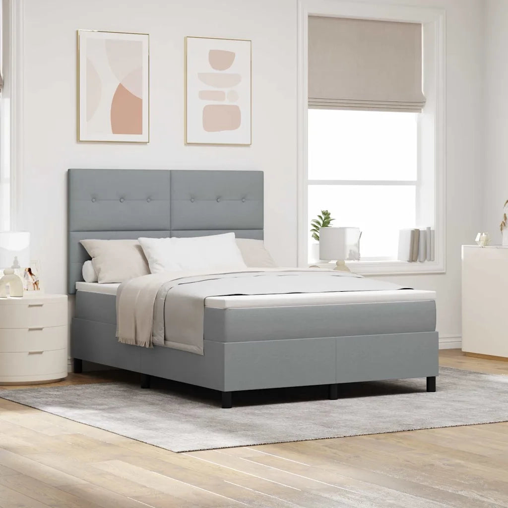 Letto a molle con materasso Grigio chiaro 160 x 200 cm Tessuto
