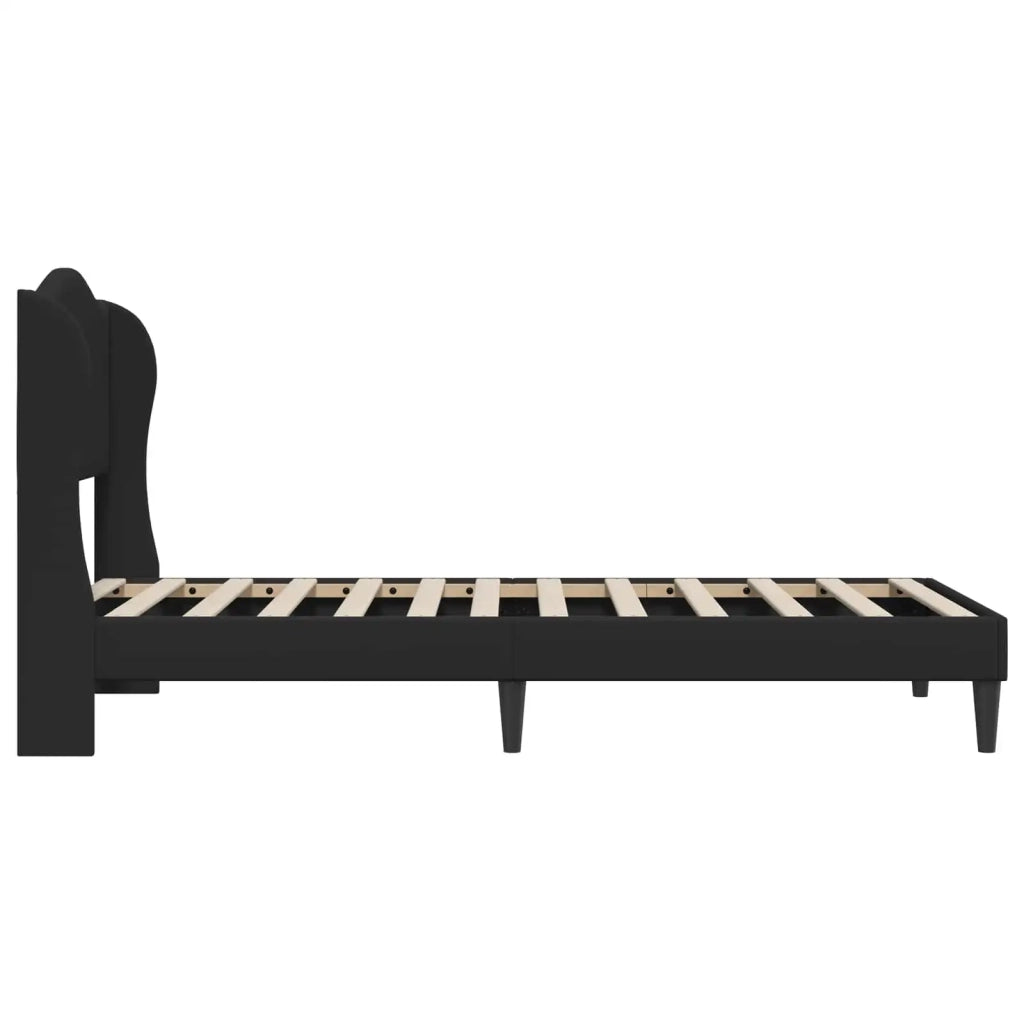 Letto singolo | Letto per adulti | Struttura del letto con testiera Nero 90 x 190 cm Similpelle