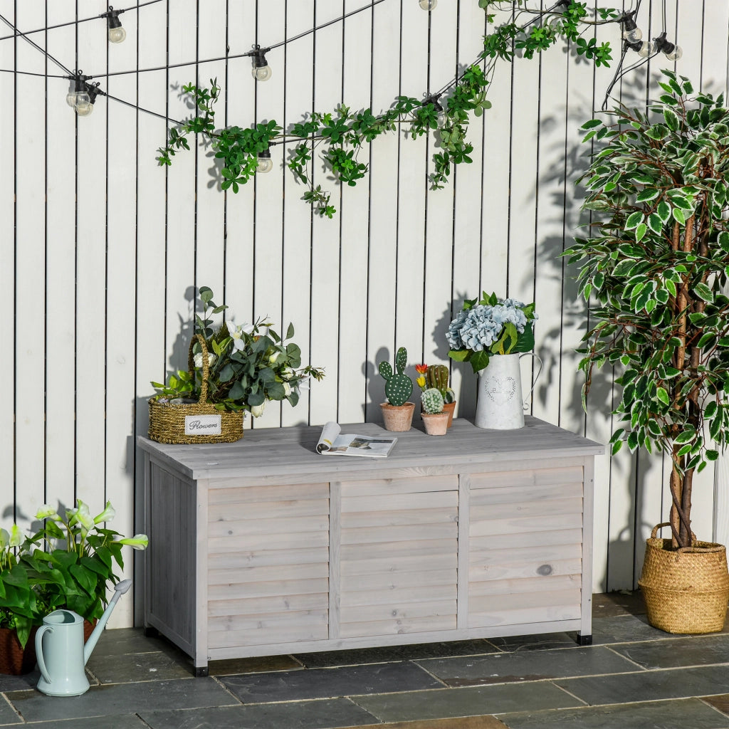 BAULE DA GIARDINO 127x56x60 cm Legno Grigio Chiaro