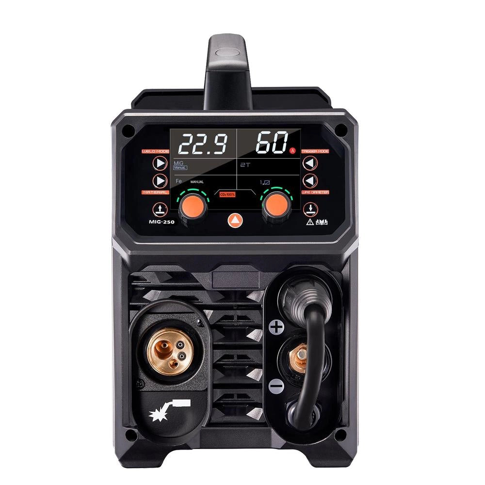 Pro MIG Welding Machine, 250 Ampere Pluse MIG Welder, 5-in-1 Synergy Welder Gasless MIG, Gas MIG, MMA, Lift-TIG, MIG Pluse With IGBT Inverter Technology And LCD Screen Display
