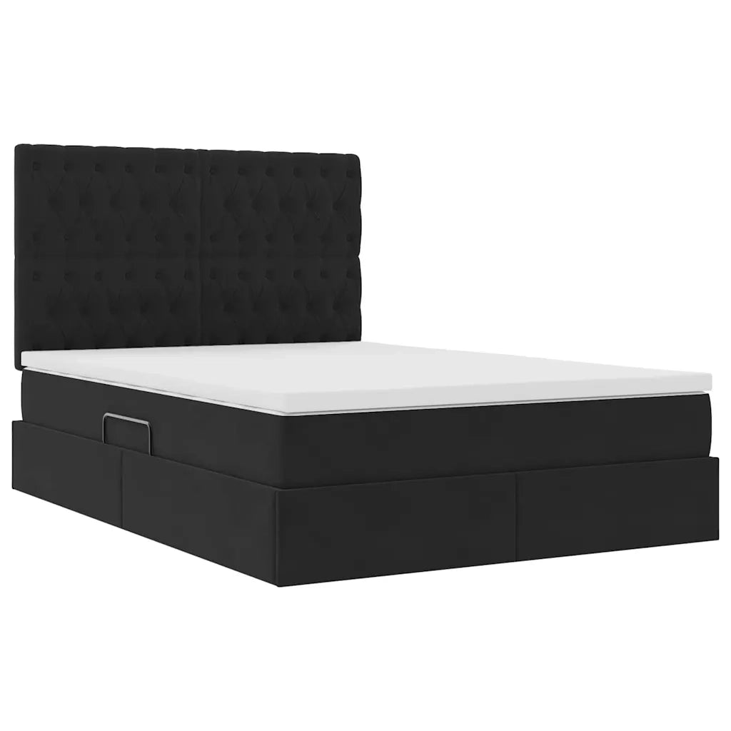 Letto con contenitore e LED con led Nero 140 x 200 cm Velluto