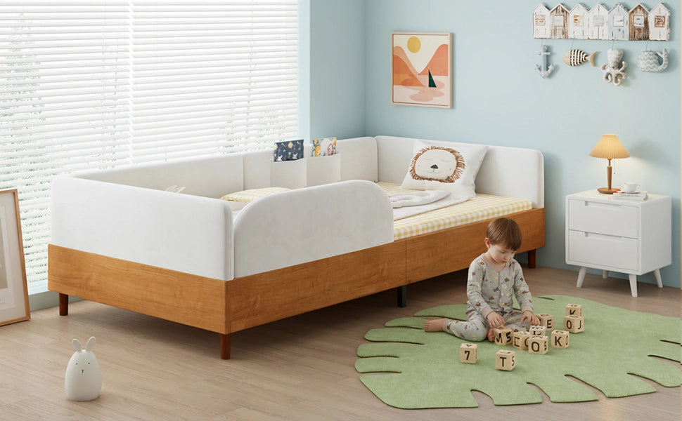 Letto imbottito funzione contenitore velluto bianco 90x200 cm
