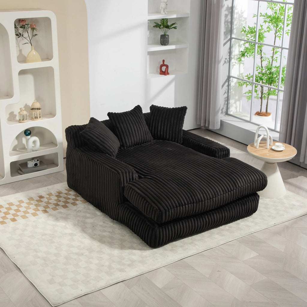 Divano Letto Singolo Cloud Couch ¨C MINIMAL ¨C Velluto a Coste Nero con Cuscini