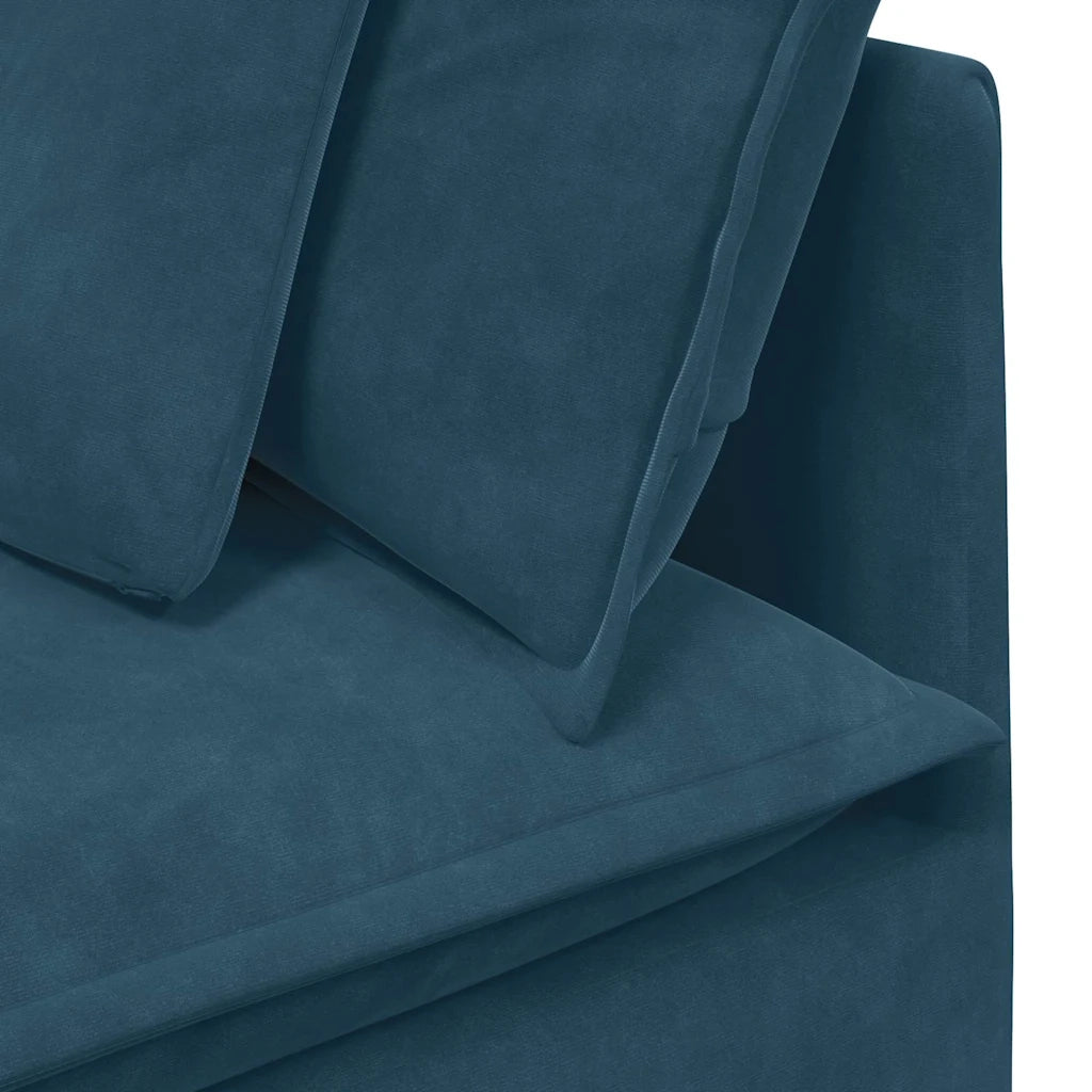 Divano Modulare con Poggiapiedi e Cuscini in Velluto Blu 3321188