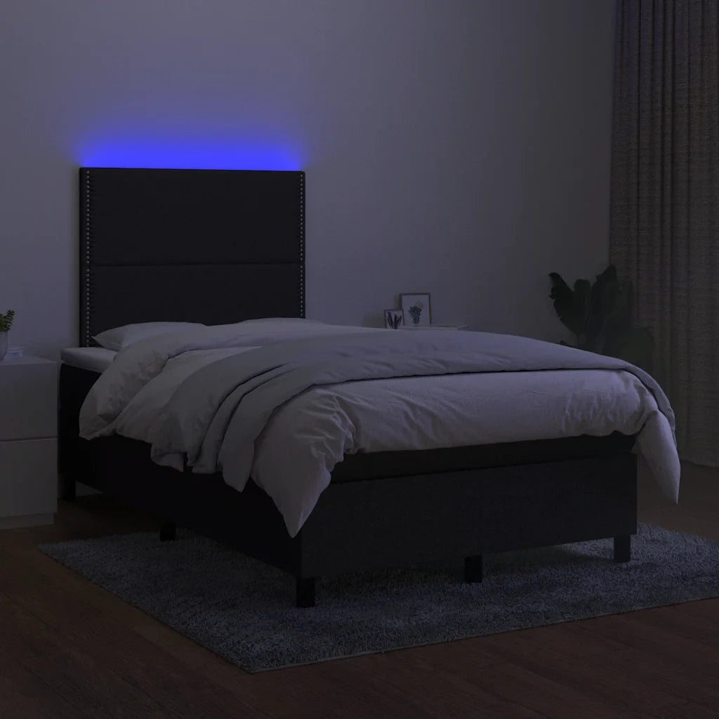 Letto a Molle con Materasso e LED Nero 120x190 cm in Tessuto 3270192