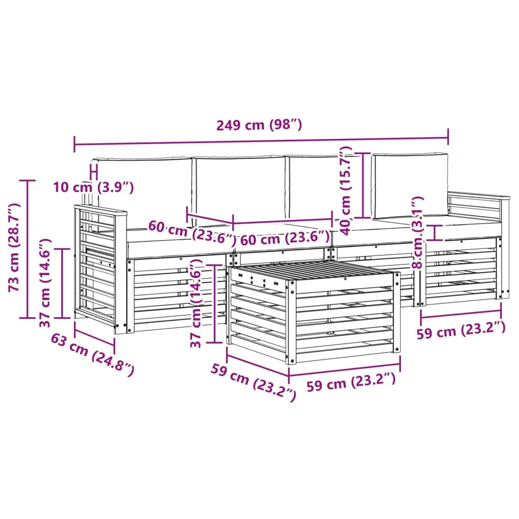 Set divani Legno di Acacia Massello 3391368