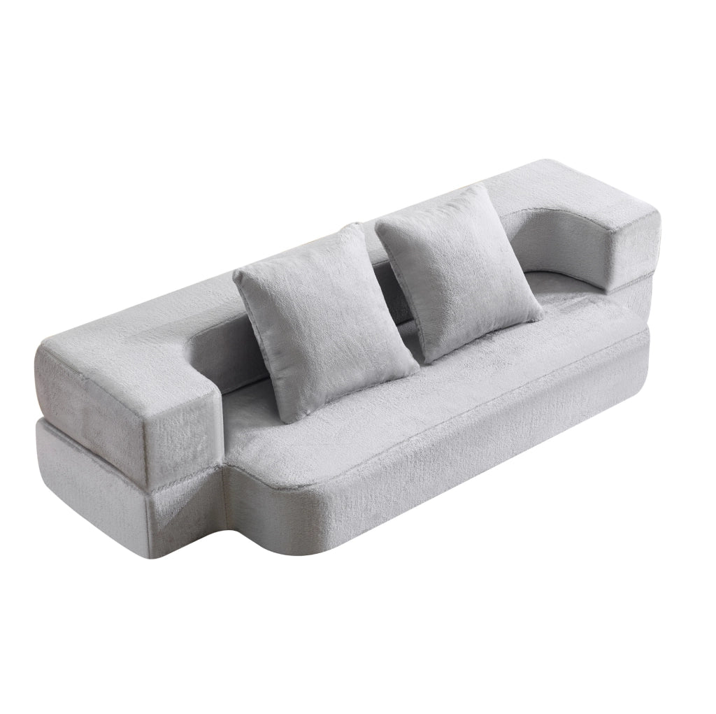 Divano letto 190x102x42 cm in schiuma grigio chiaro, trasformabile,