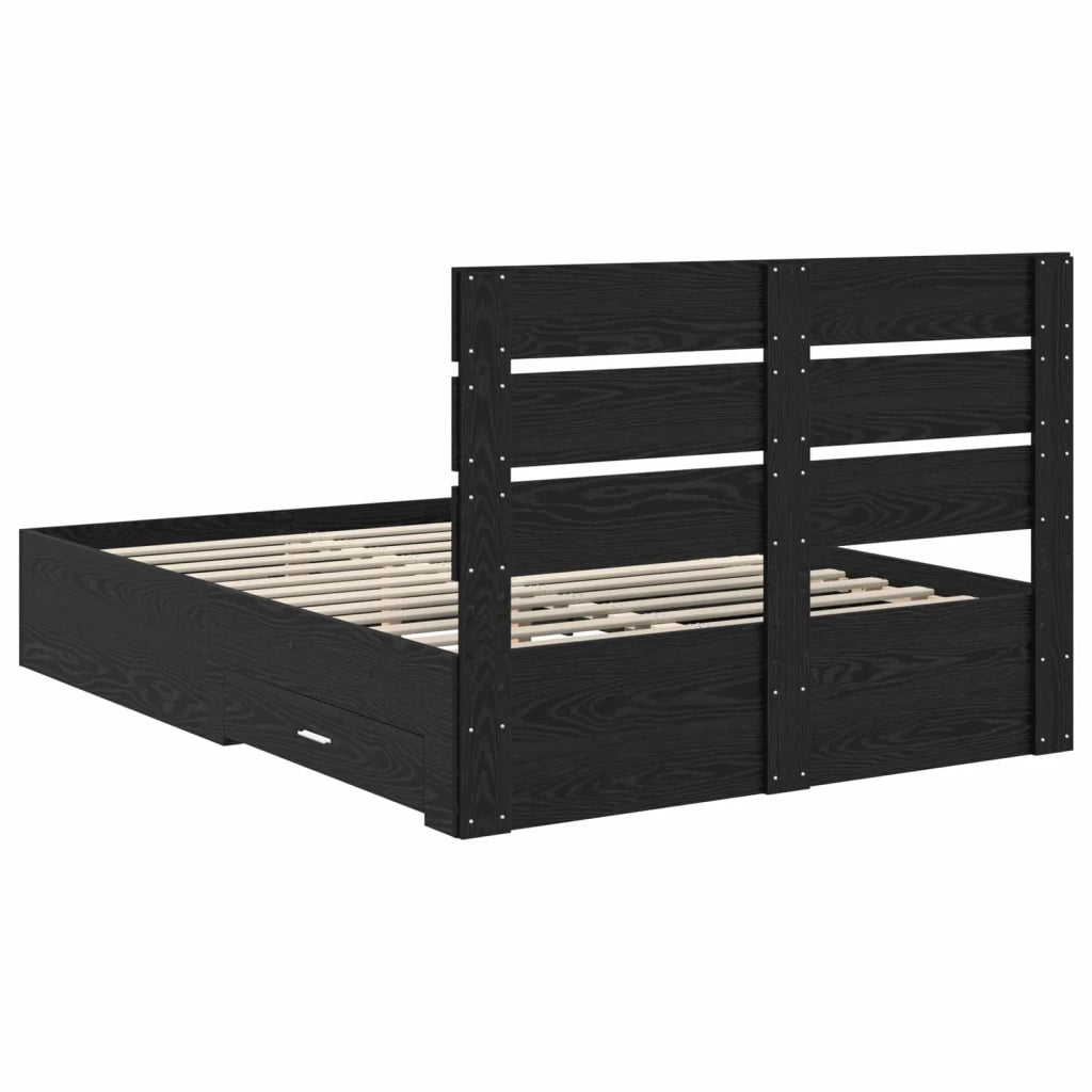 Letto matrimoniale | Letto per adulti | Struttura del letto Rovere Nero Legno multistrato