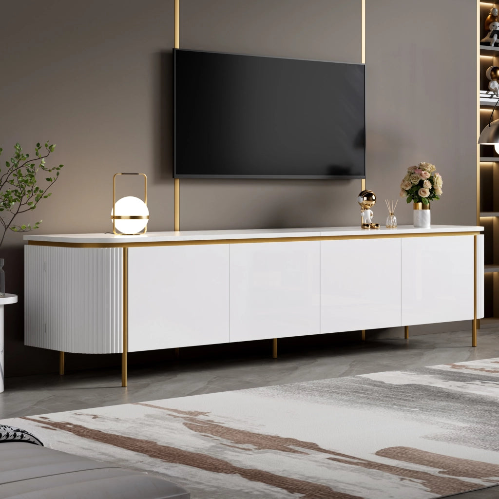 Mobile TV 180 cm con sei ante, MDF, bianco