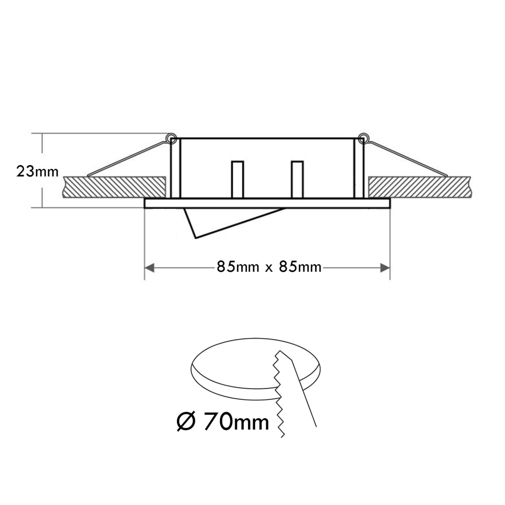 Faretto ad incasso portafaretto cromato lucido quadrato foro 70mm moderno orientabile supporto lampade GU10 GU5.3 CROMATO