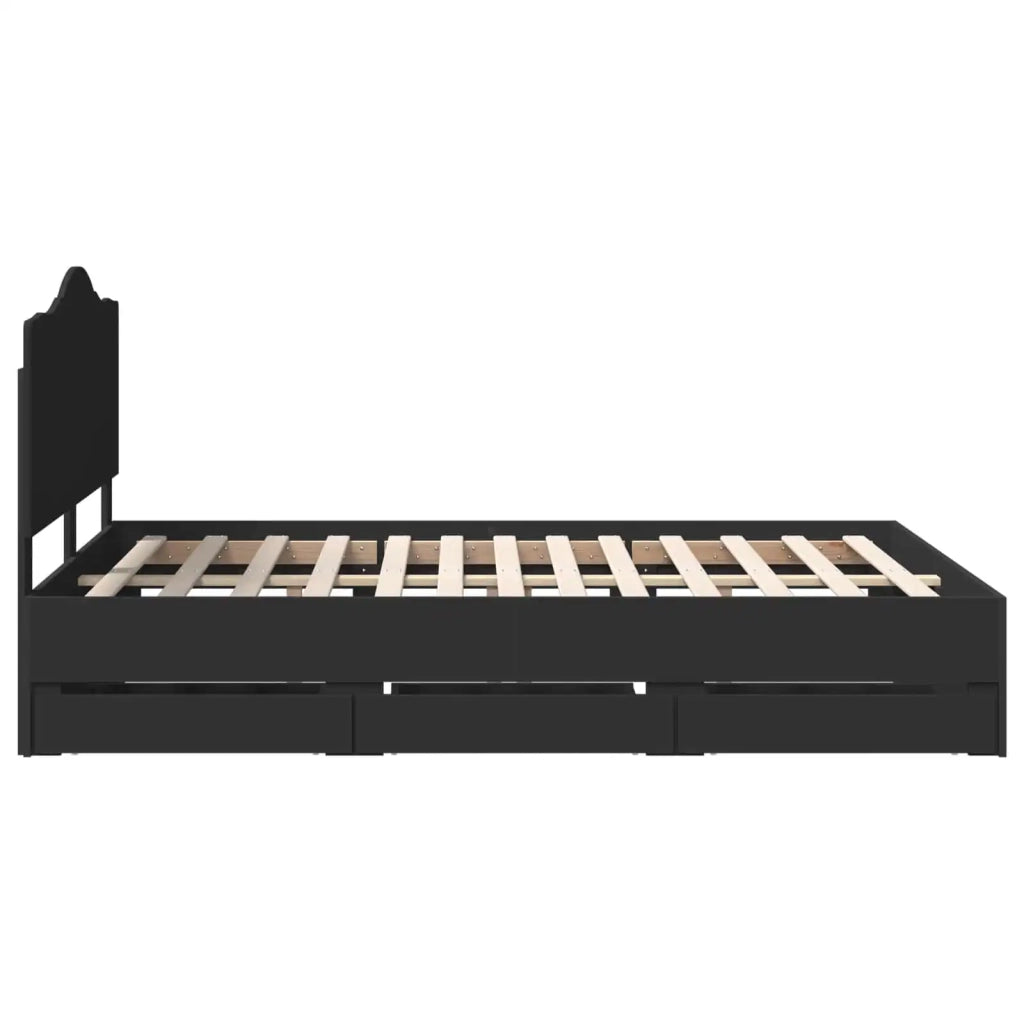 Letto matrimoniale | Letto per adulti | Struttura del letto Nero 150 x 200 cm Legno Ingegnerizzato
