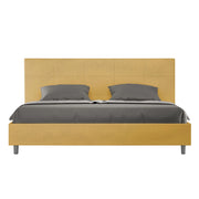 BS COM Letto matrimoniale king size con rete imbottito 200x210 microfibra ocra