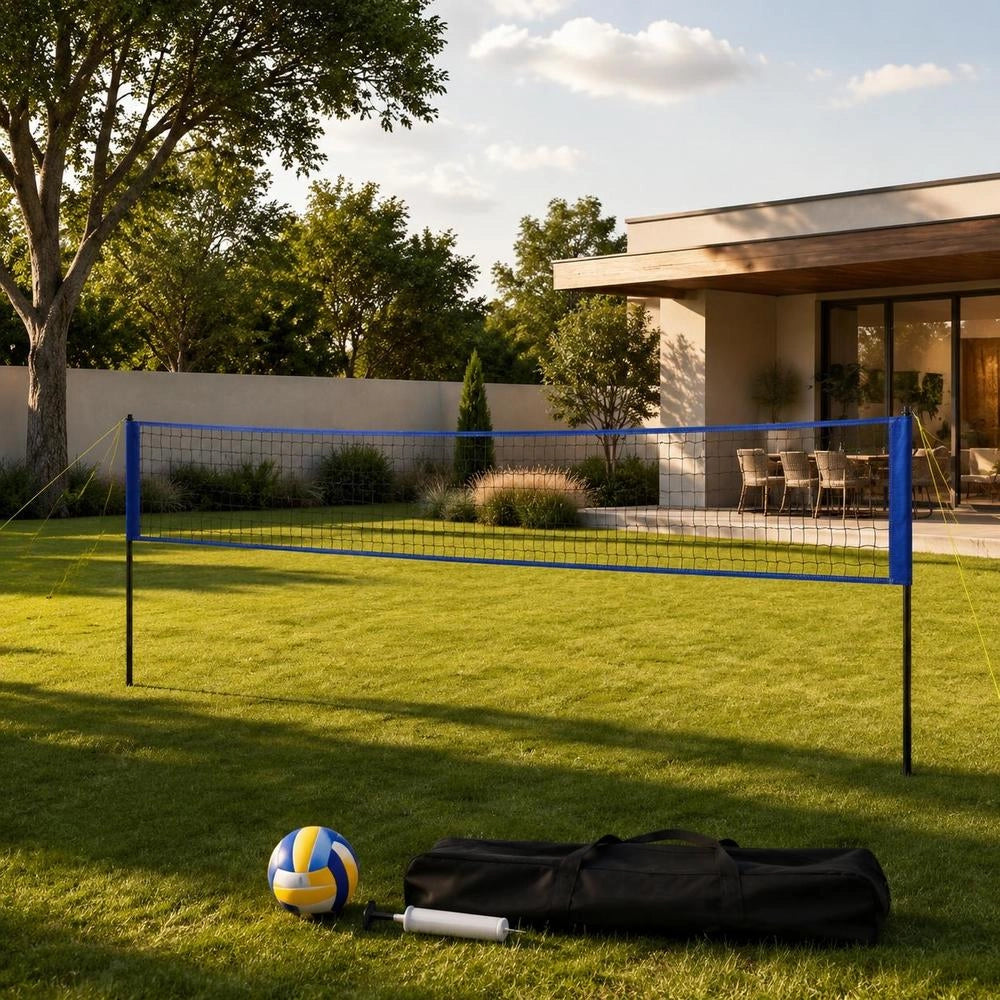 Volleyball Net Height-Adjustable Volleyball Net Set, 9.7 X 2.4 M Portable Beach Volleyball Net, Blue Volleyball Net Foldable Volleyball Net With Volleyball & Carrying Bag, For Garden, Beach