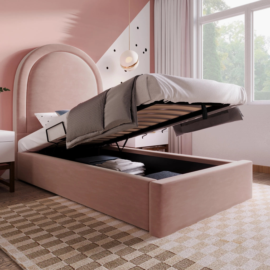Letto singolo contenitore rosa 90 x 190 cm