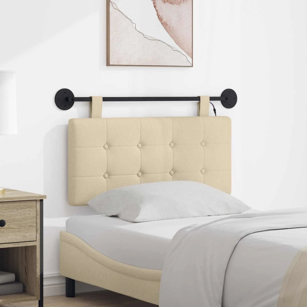 Testiera | Testata sospesa Con luce LED Crema Tessuto