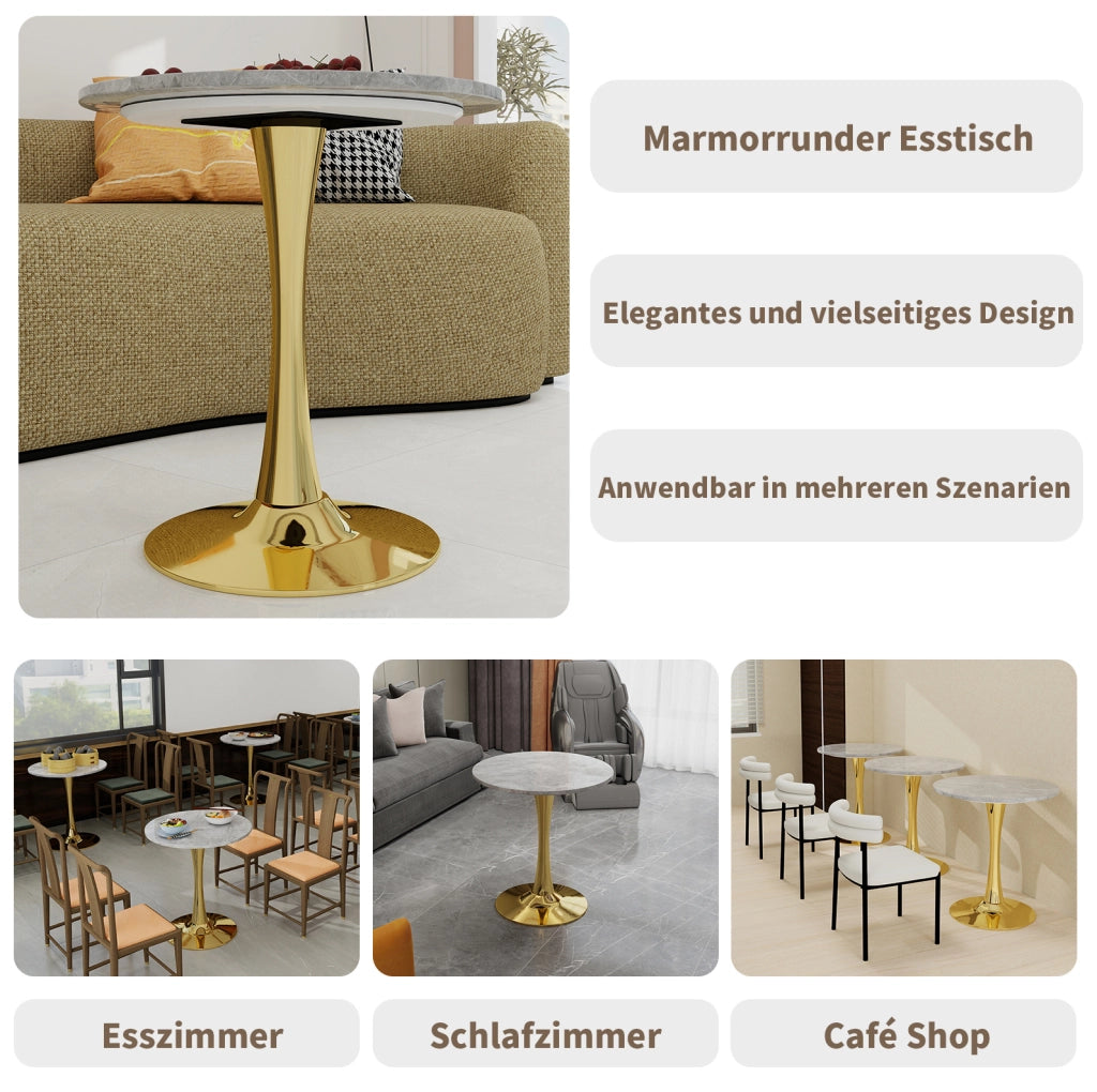 TAVOLO Rotondo 77,5x77,5x15,5 cm Marmo artificiale Oro