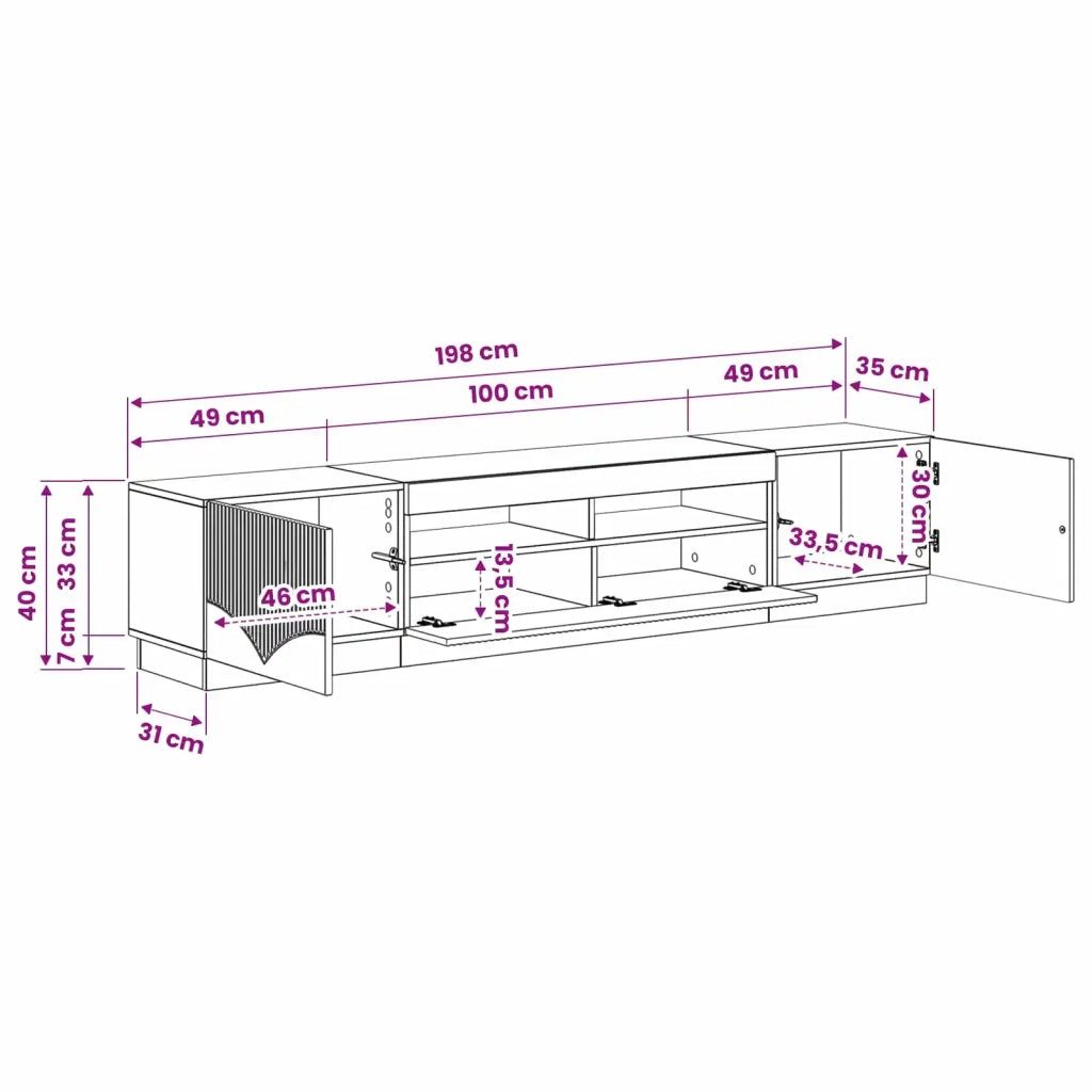 Mobile TV LED HOORN 3 pz Nero Legno ingegnerizzato 3416837