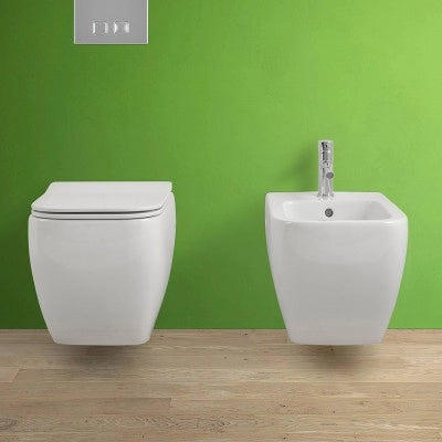 Water sospeso singolo Metropolitan bianco completo di Copriwater slim soft close