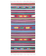 Tappeto passatoia KELIM 01 disegni etnici orientali colori vivaci cm.60x90 tessuto e frangia 100% cotone, lavabile in lavatrice