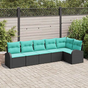 Set Divano da Giardino 6 pcs Nero e Turchese polyrattan 3354735