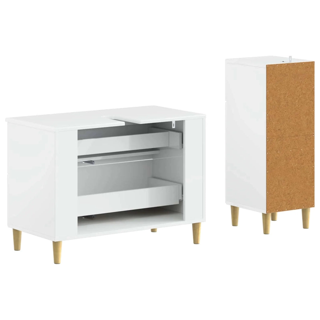 Set di Armadi da Bagno da 2 Pezzi DELFT Bianco Lucido 3417706