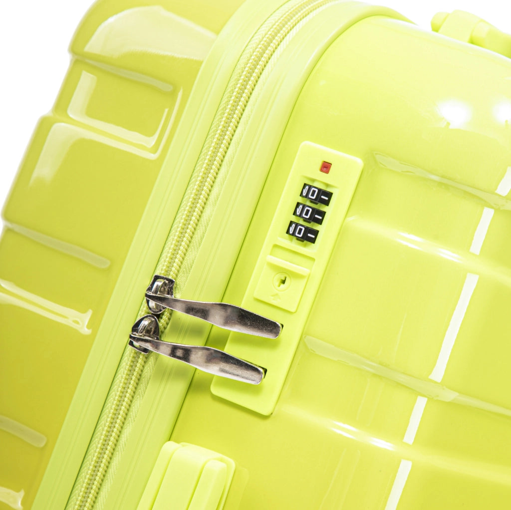 Set valigie rigide 20" e 14" con lucchetto a combinazione e beauty case verde