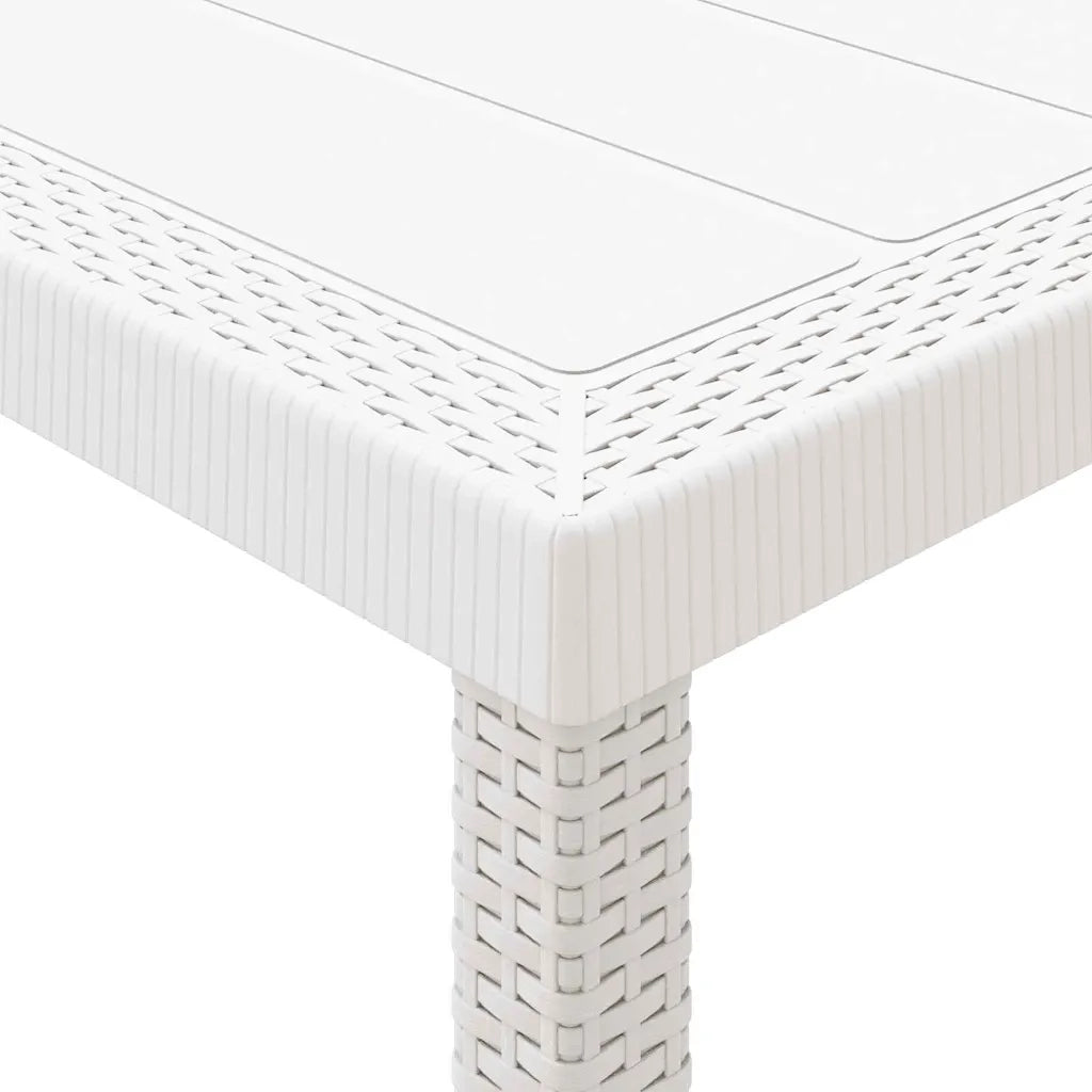 Set da Pranzo per Giardino 15 pcs Bianco Rattan Polt