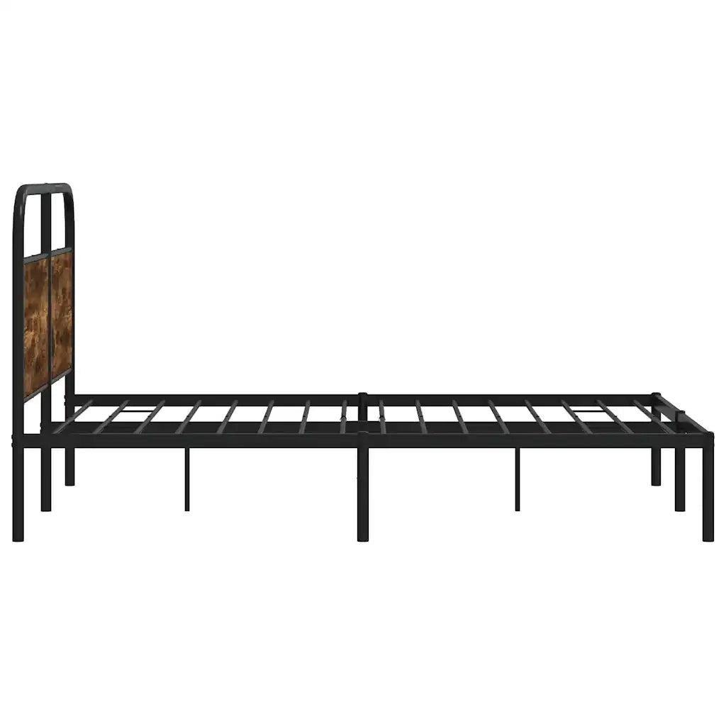 Letto matrimoniale | Letto per adulti | Giroletto senza Materasso Rovere Fumo 135x190 cm in Truciolato